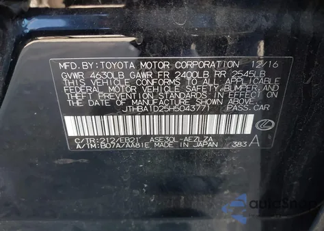 2017 Lexus Is 200T z USA, uszkodzony, nr VIN JTHBA1D25H5043771